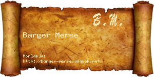 Barger Merse névjegykártya